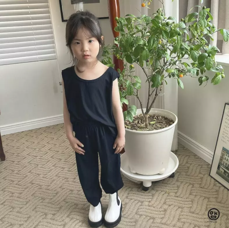 Oh Kids - Korean Children Fashion - #todddlerfashion - Rib Summer Top Bottom Set
