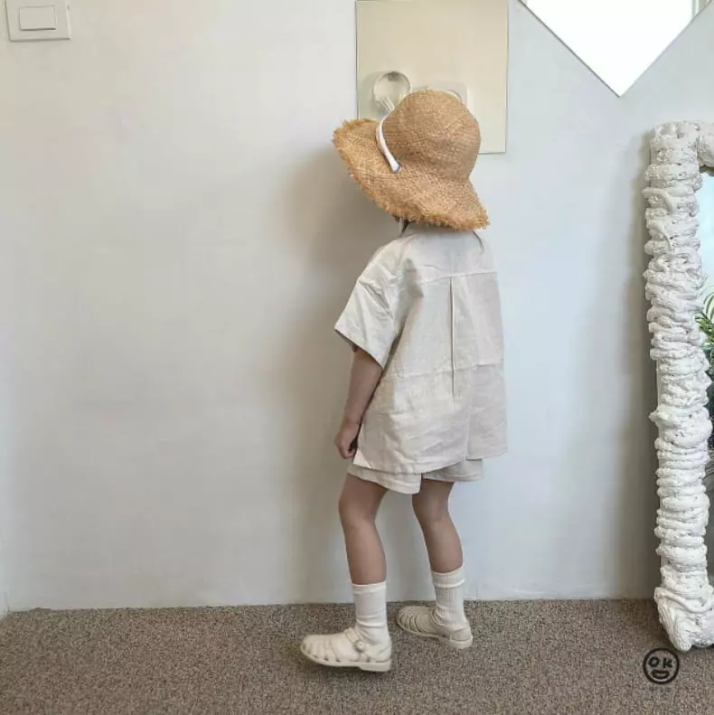 Oh Kids - Korean Children Fashion - #toddlerclothing - Linen Top Bottom Set - 3