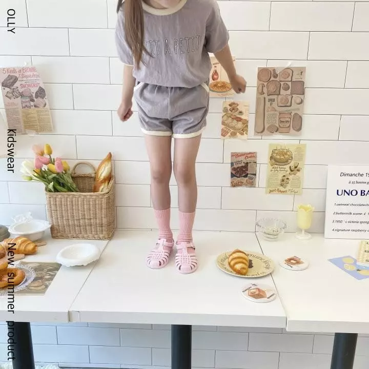 Ollymarket - Korean Children Fashion - #kidsshorts - Petie Slub Top Bottom Set - 12
