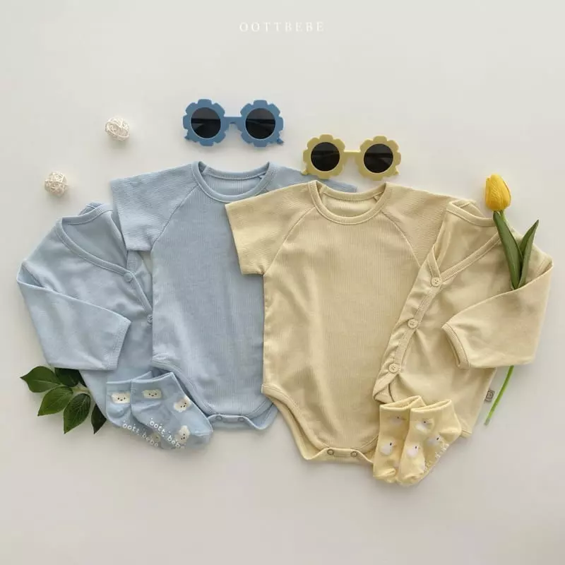Oott Bebe - Korean Baby Fashion - #babylifestyle - Ade Rib Cardigan Bodysuit Set - 9