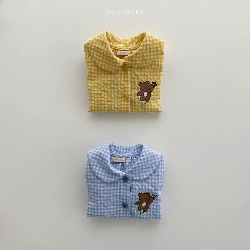Oott Bebe - Korean Baby Fashion - #babyoninstagram - Flower Baer Check Bodysuit - 9