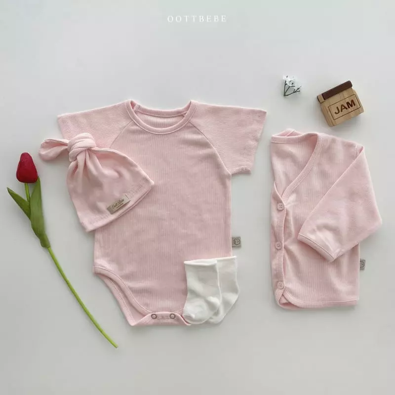 Oott Bebe - Korean Baby Fashion - #babyoninstagram - Ade Rib Cardigan Bodysuit Set - 10