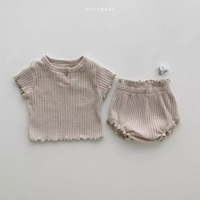 Oott Bebe - Korean Baby Fashion - #babyootd - Wave Bloomer Top Bottom Set - 12
