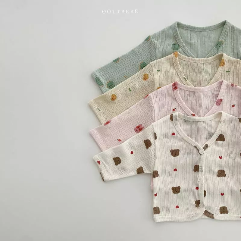 Oott Bebe - Korean Baby Fashion - #smilingbaby - Jue Jue Jacquard Cardigan Bodysuit Set - 6