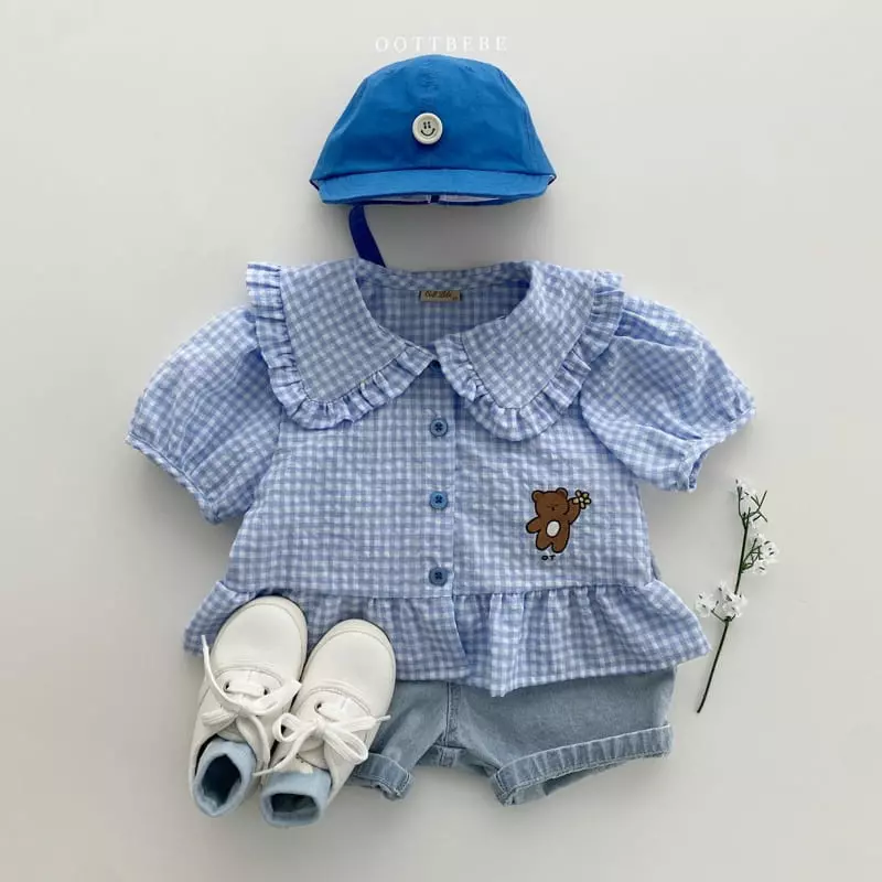 Oott Bebe - Korean Children Fashion - #childrensboutique - Flower Bear Frill Blouse