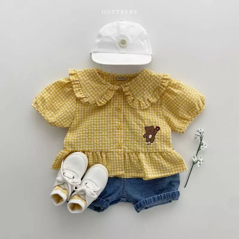 Oott Bebe - Korean Children Fashion - #designkidswear - Flower Bear Frill Blouse - 2