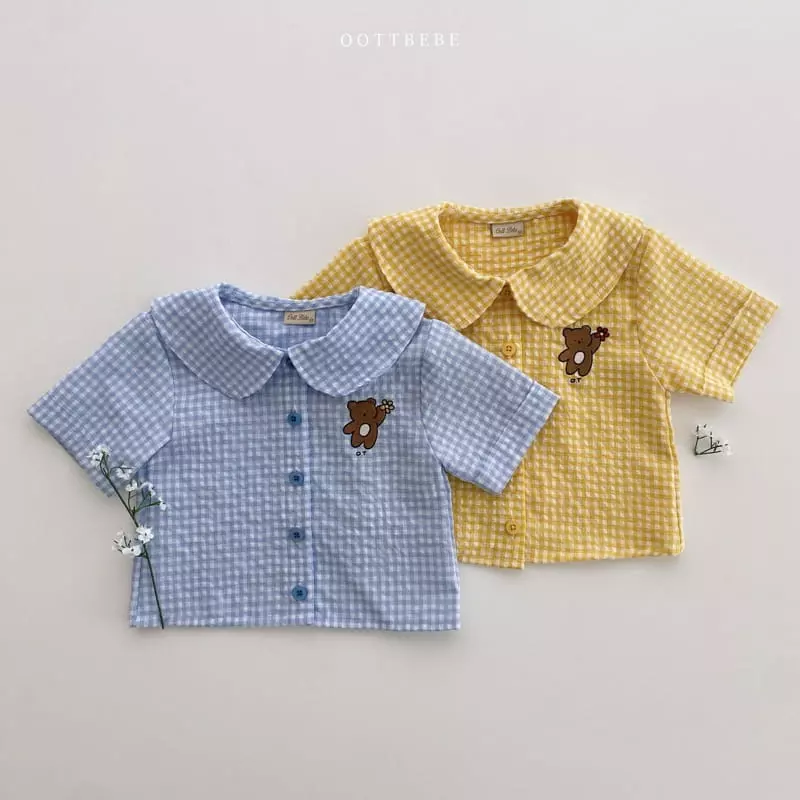 Oott Bebe - Korean Children Fashion - #designkidswear - Flower Bear Collar Shirt