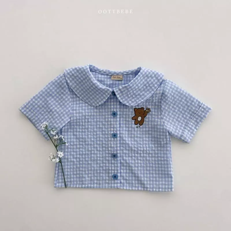 Oott Bebe - Korean Children Fashion - #discoveringself - Flower Bear Collar Shirt - 2