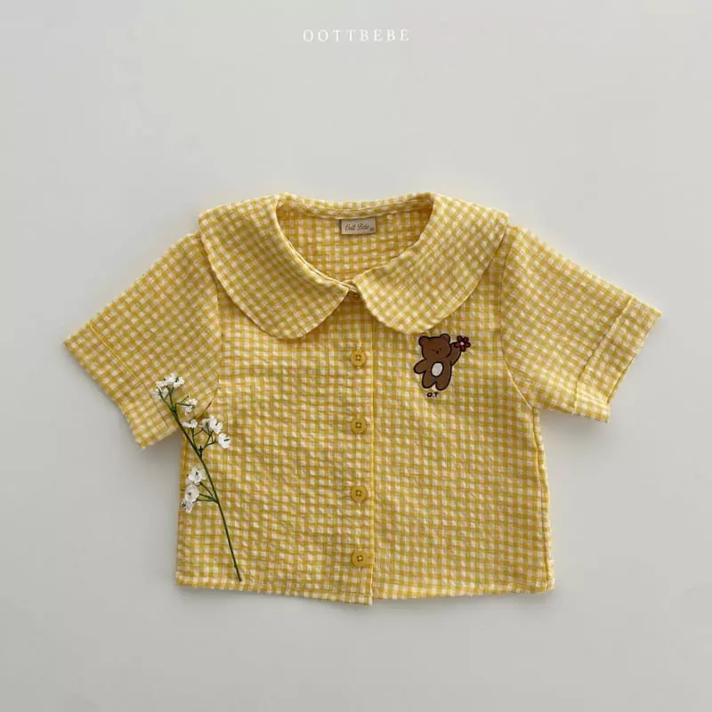 Oott Bebe - Korean Children Fashion - #fashionkids - Flower Bear Collar Shirt - 3