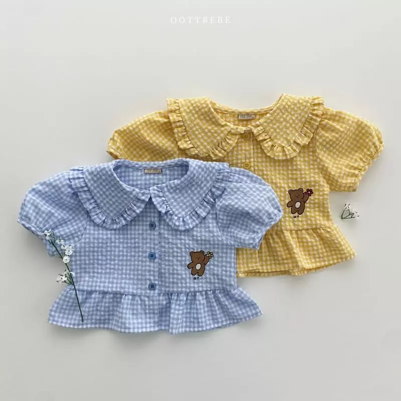 Oott Bebe - Korean Children Fashion - #kidsshorts - Flower Bear Frill Blouse - 5