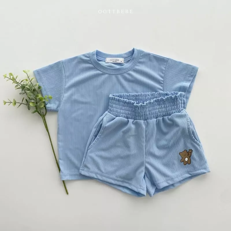 Oott Bebe - Korean Children Fashion - #kidsshorts - Pinwheel Pleats Top Bottom Set - 2
