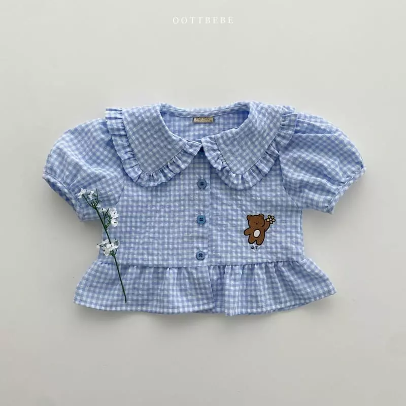 Oott Bebe - Korean Children Fashion - #kidsstore - Flower Bear Frill Blouse - 6