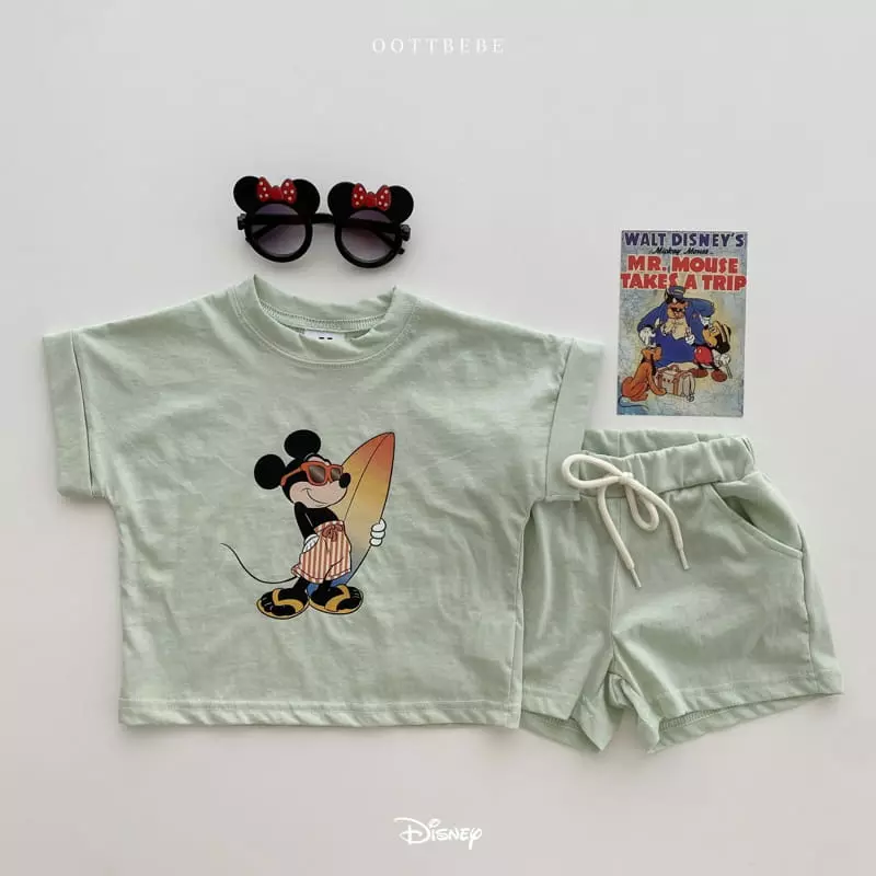 Oott Bebe - Korean Children Fashion - #littlefashionista - Disney Surfing Top Bottom Set