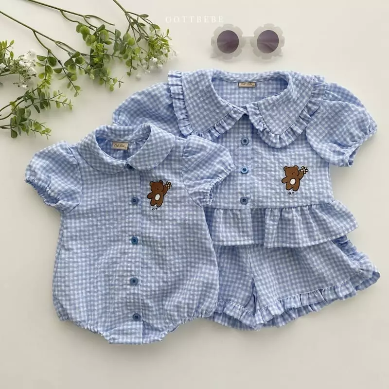 Oott Bebe - Korean Children Fashion - #minifashionista - Flower Bear Frill Blouse - 11