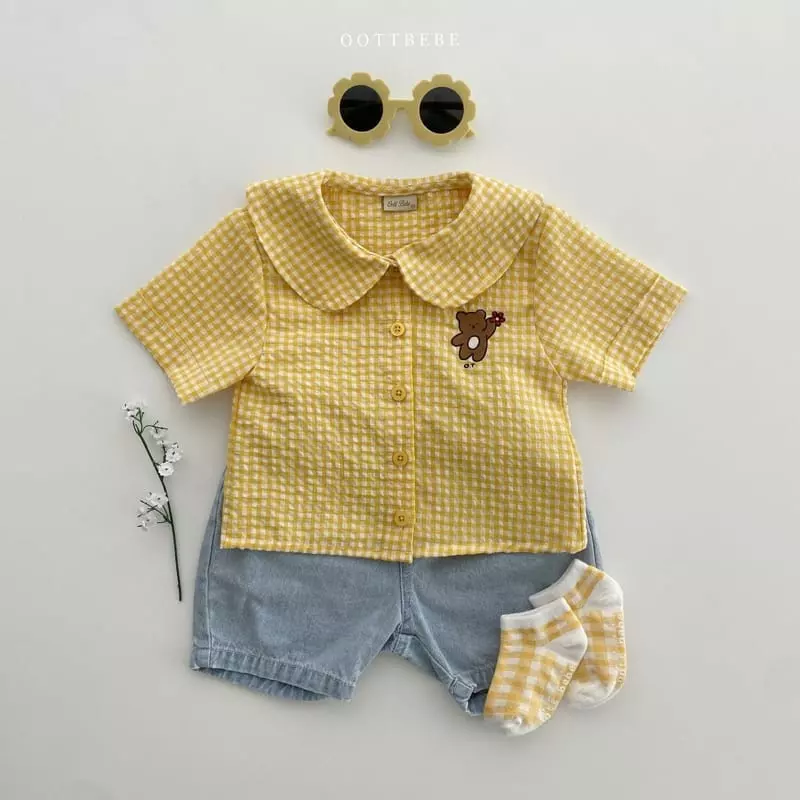 Oott Bebe - Korean Children Fashion - #minifashionista - Flower Bear Collar Shirt - 10