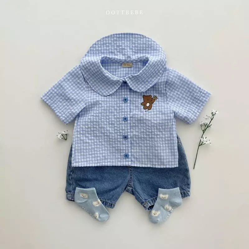 Oott Bebe - Korean Children Fashion - #prettylittlegirls - Flower Bear Collar Shirt - 11