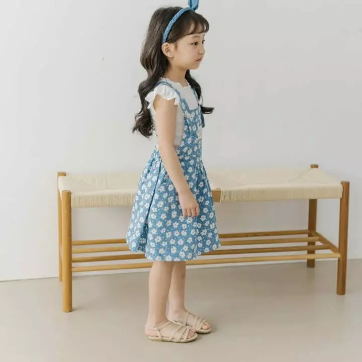 Orange Mom - Korean Children Fashion - #kidzfashiontrend - Flower Dungarees