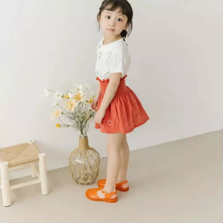 Orange Mom - Korean Children Fashion - #kidzfashiontrend - Heart Smocked Skirt
