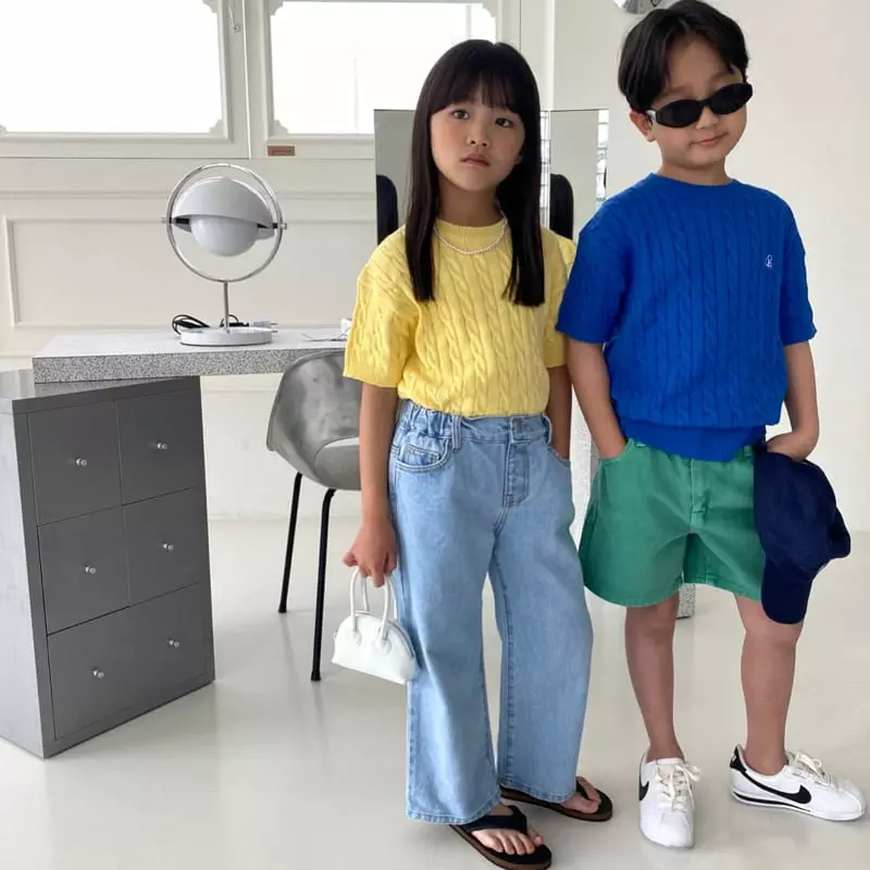 Our - Korean Children Fashion - #childofig - Cable Short Sleeves Knit Tee