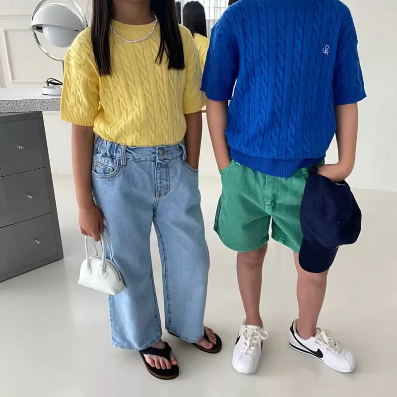 Our - Korean Children Fashion - #discoveringself - Cable Short Sleeves Knit Tee - 5