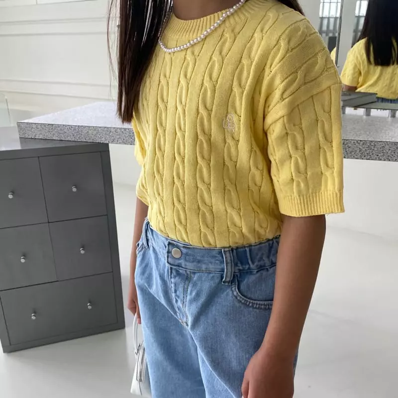 Our - Korean Children Fashion - #fashionkids - Cable Short Sleeves Knit Tee - 6