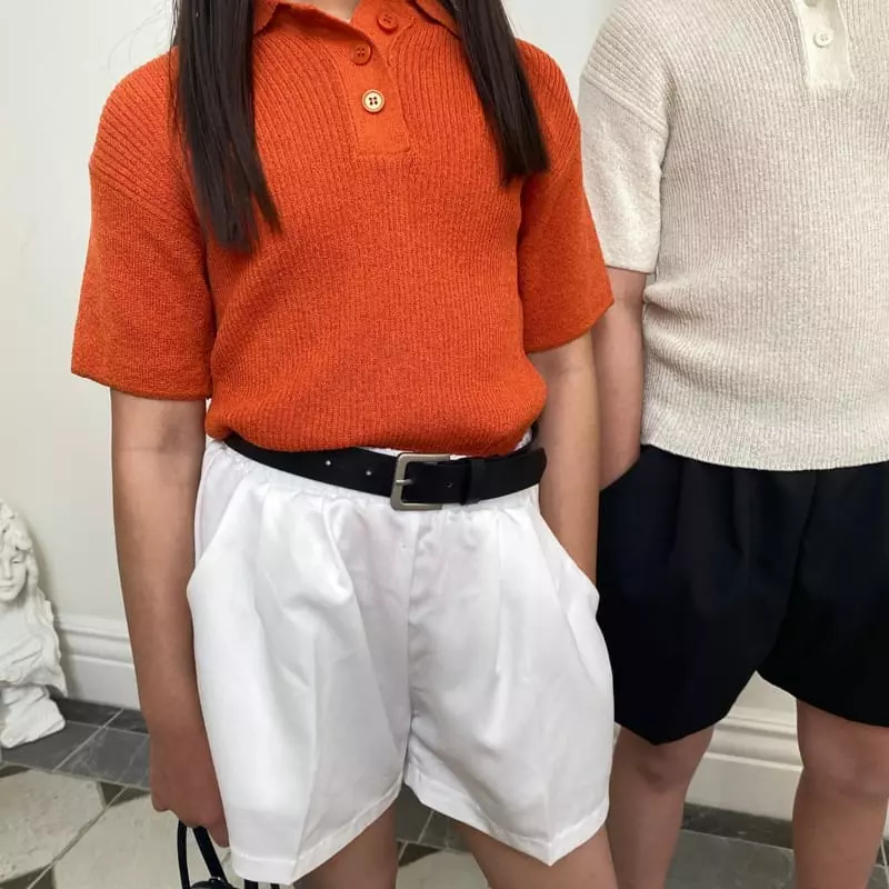 Our - Korean Children Fashion - #kidsshorts - Linen Rib Collar Tee - 8