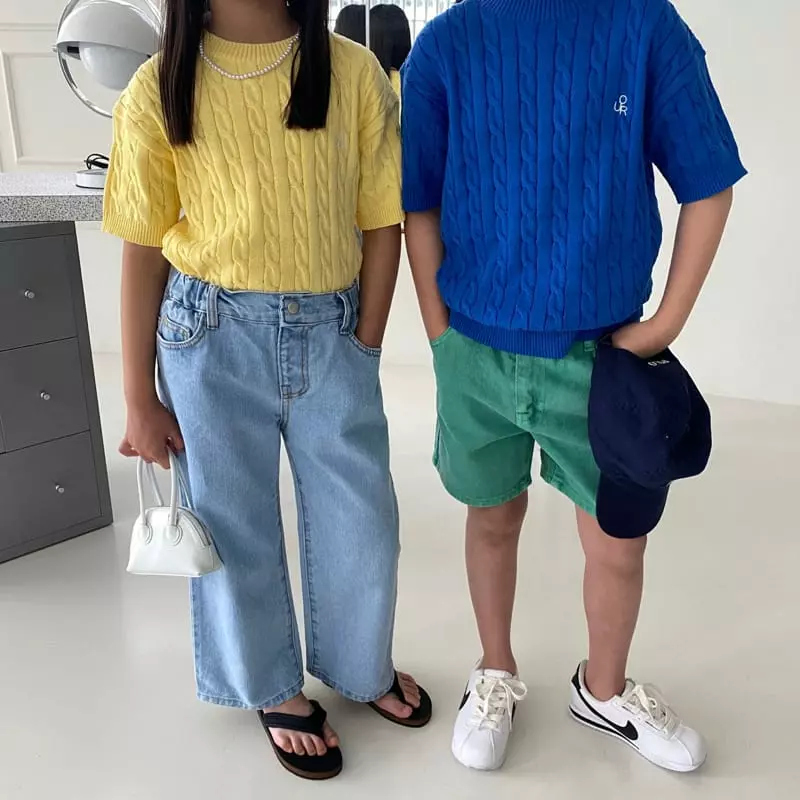 Our - Korean Children Fashion - #kidsstore - Cable Short Sleeves Knit Tee - 8