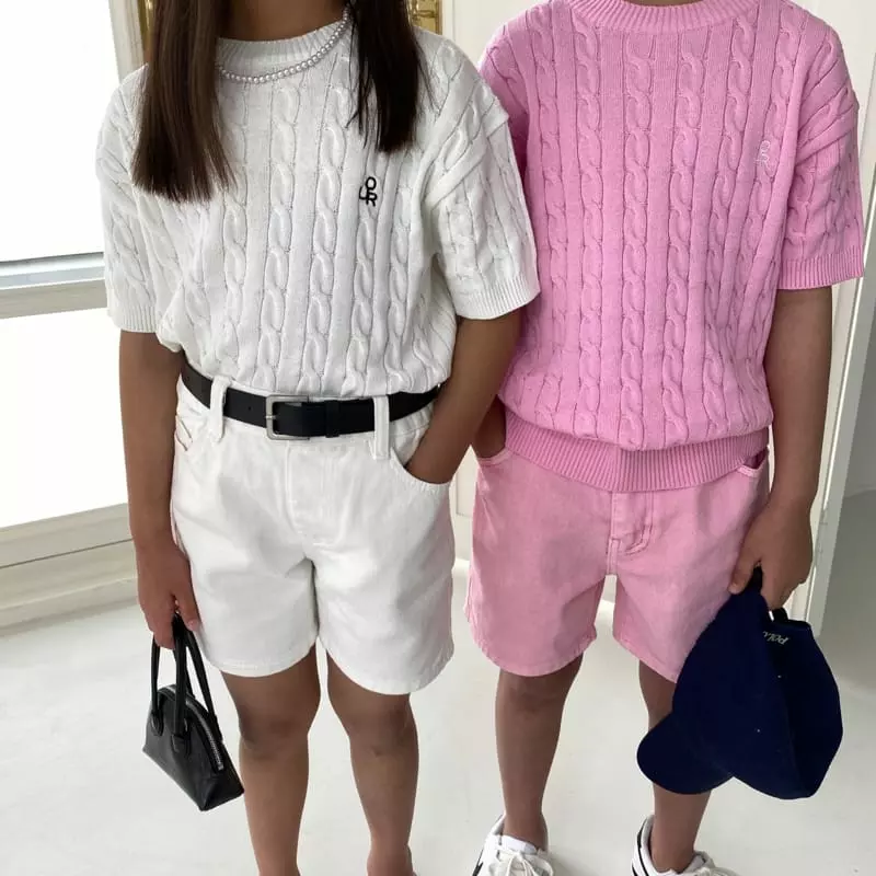 Our - Korean Children Fashion - #littlefashionista - Cable Short Sleeves Knit Tee - 11