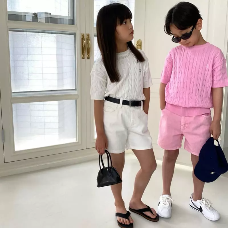Our - Korean Children Fashion - #magicofchildhood - Cable Short Sleeves Knit Tee - 12