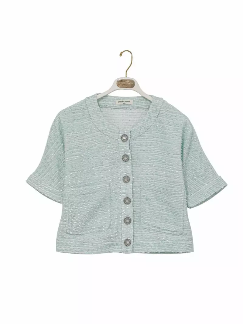 Paper Moon - Korean Women Fashion - #momslook - Button Point Short Sleeves Jacket - 2