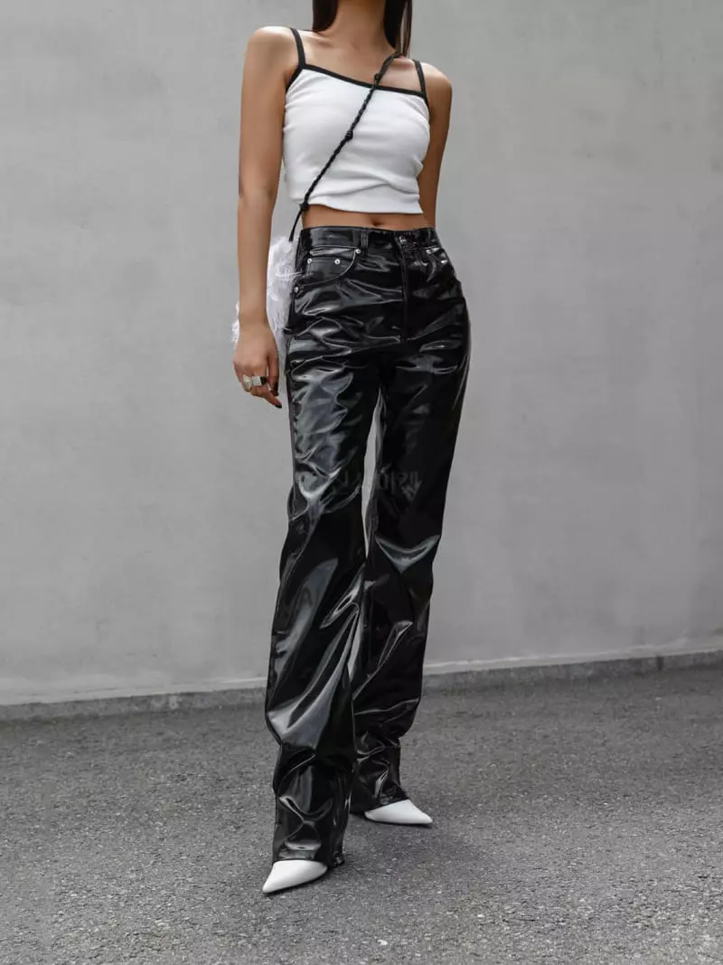 Paper Moon - Korean Women Fashion - #momslook - Leather Coating Pants - 10
