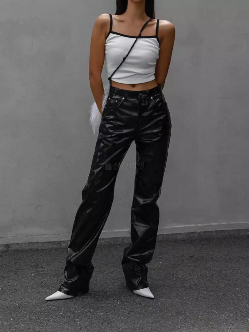 Paper Moon - Korean Women Fashion - #momslook - Leather Coating Pants - 12