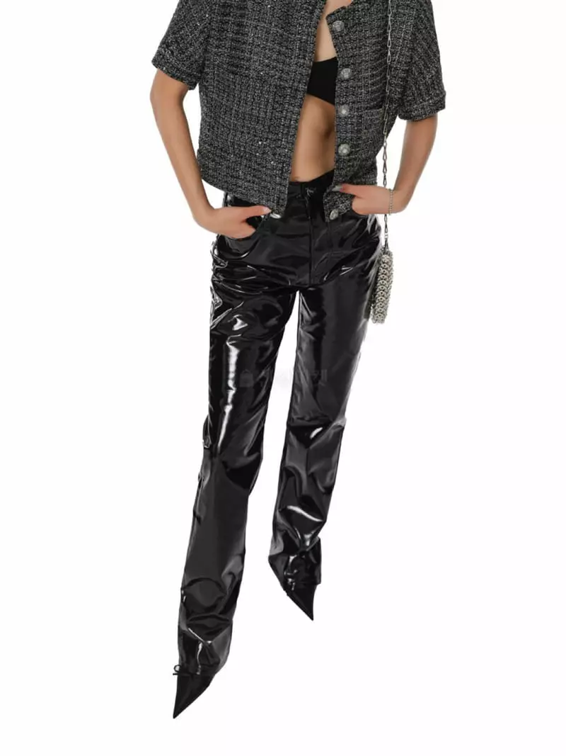 Paper Moon - Korean Women Fashion - #momslook - Leather Coating Pants - 2
