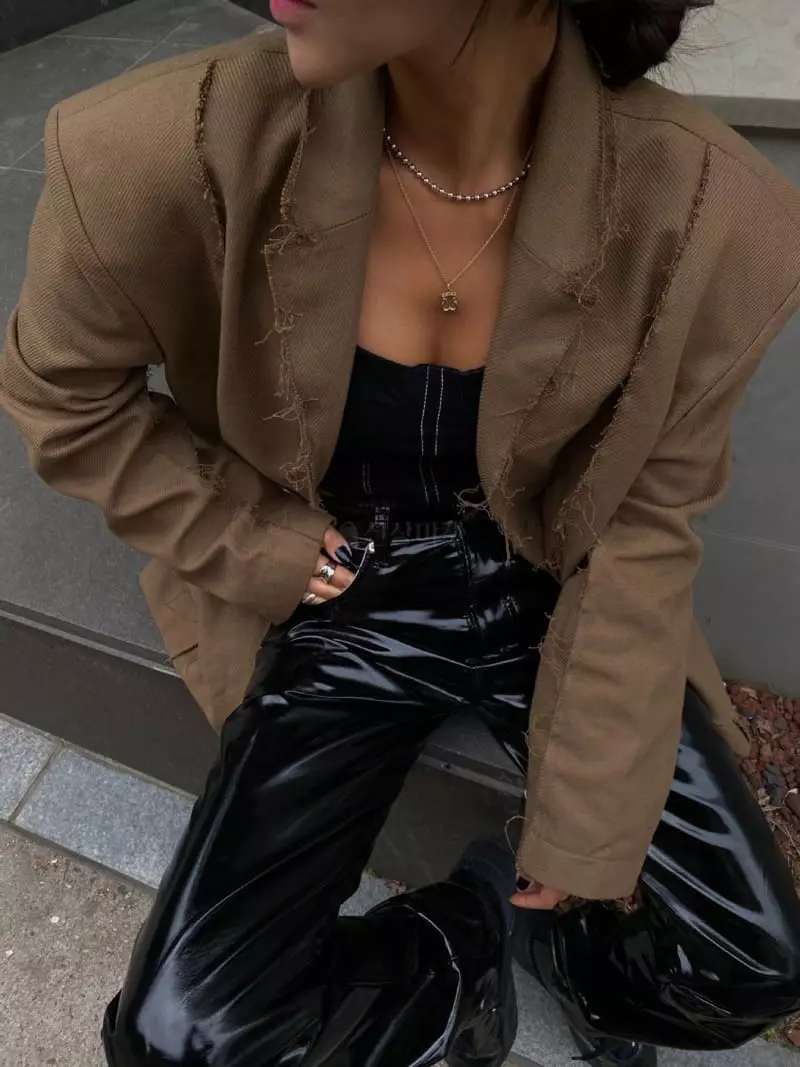 Paper Moon - Korean Women Fashion - #womensfashion - Leather Coating Pants - 4