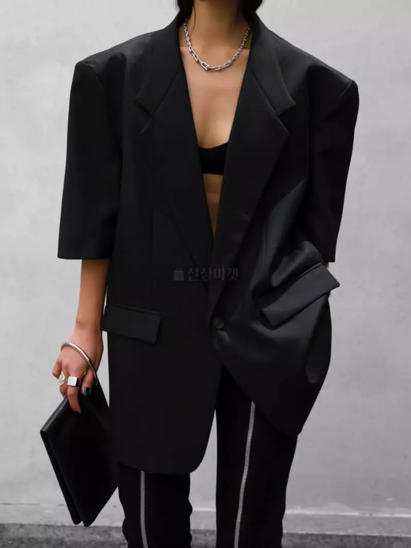 Paper Moon - Korean Women Fashion - #momslook - Half Sleeves Summer Oversize Jacket - 10