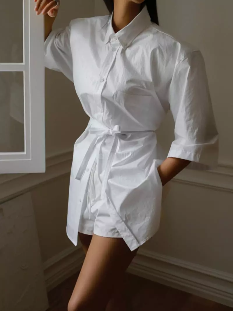 Paper Moon - Korean Women Fashion - #momslook - Shiny Oversize Padded Shirt - 9