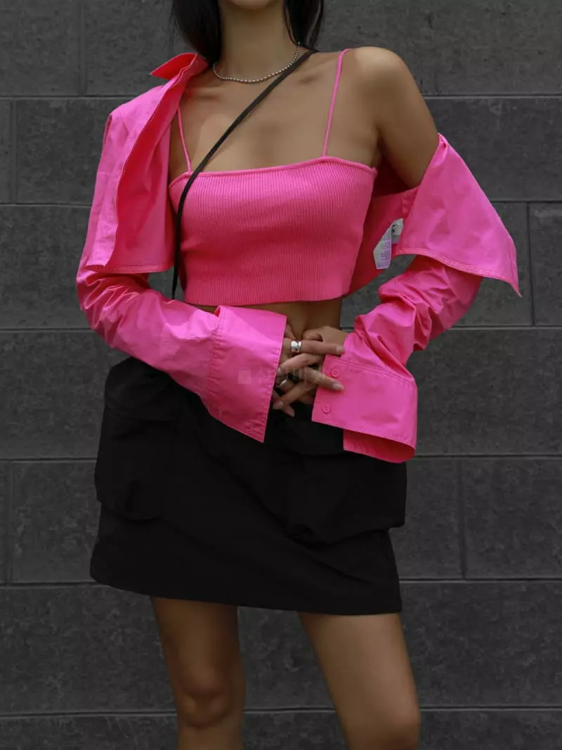Paper Moon - Korean Women Fashion - #momslook - Shoulder Strap Knit Crop Top - 5