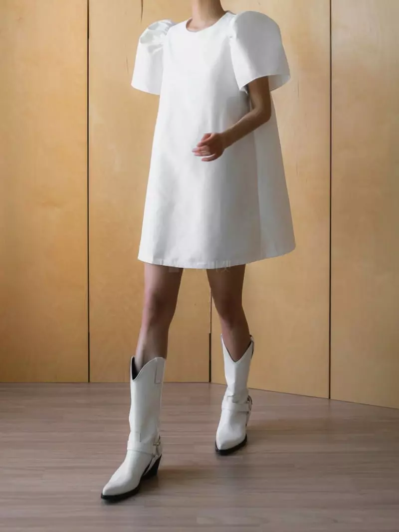 Paper Moon - Korean Women Fashion - #momslook - Puff Sleeves Mini One-piece - 2