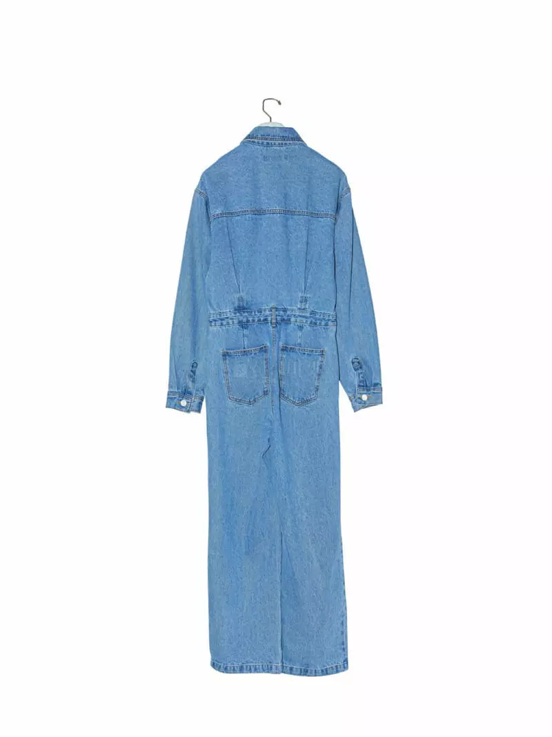 Paper Moon - Korean Women Fashion - #womensfashion - Blue Denim Jumpsuit - 4