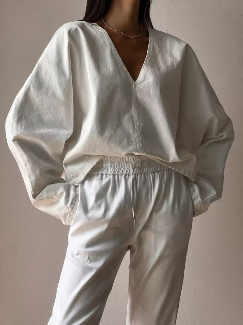 Paper Moon - Korean Women Fashion - #momslook - V Neck Cocun Denim Shirt - 6