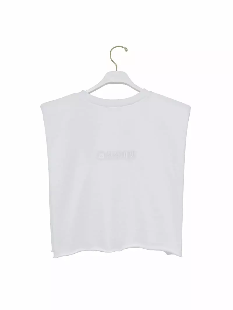 Paper Moon - Korean Women Fashion - #womensfashion - Shoulder Pad Sleeveless Crop - 4