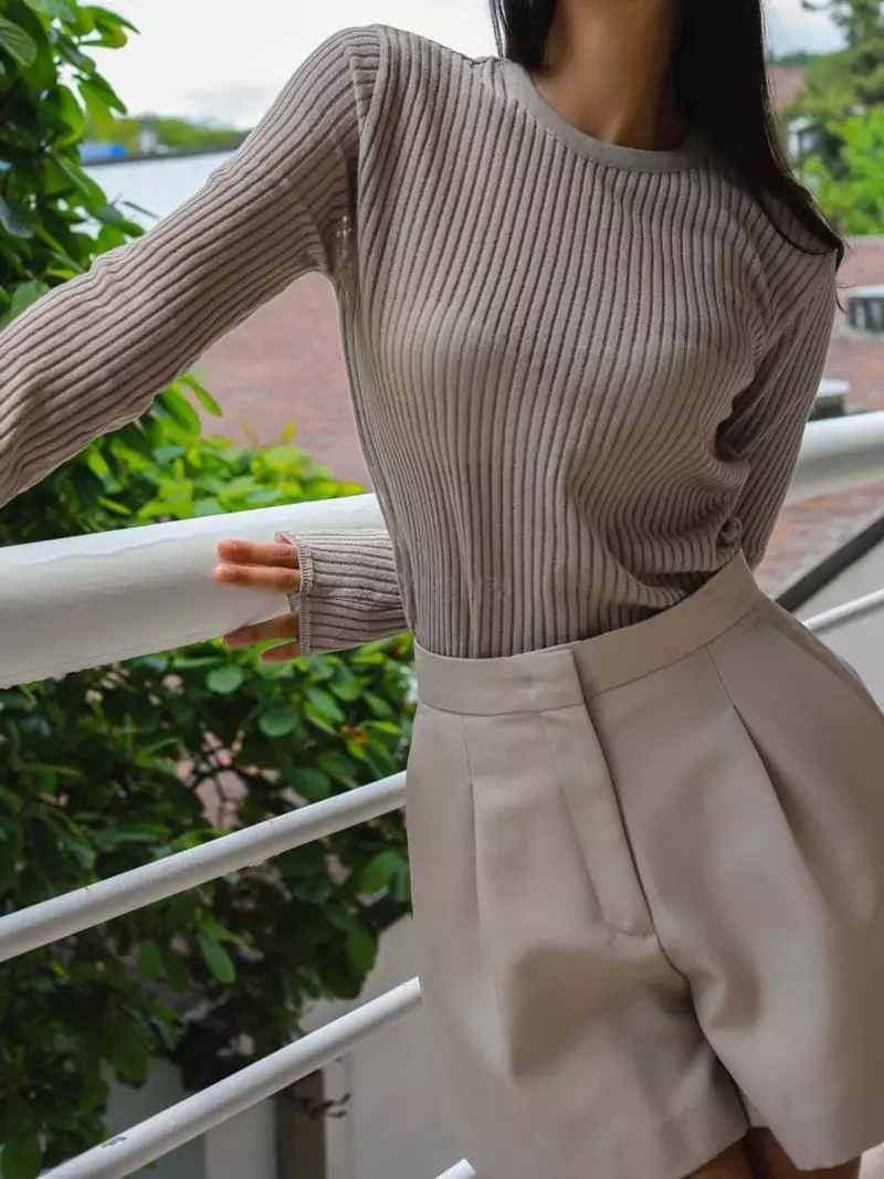 Paper Moon - Korean Women Fashion - #momslook - Rib Long Sleeves Knit