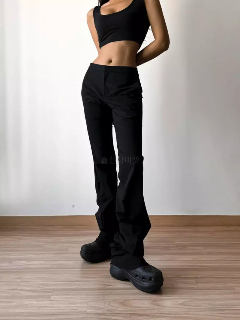 Paper Moon - Korean Women Fashion - #romanticstyle - Curved Drap Detail Maxy Trouser - 2