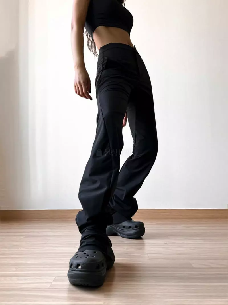 Paper Moon - Korean Women Fashion - #shopsmall - Curved Drap Detail Maxy Trouser - 3
