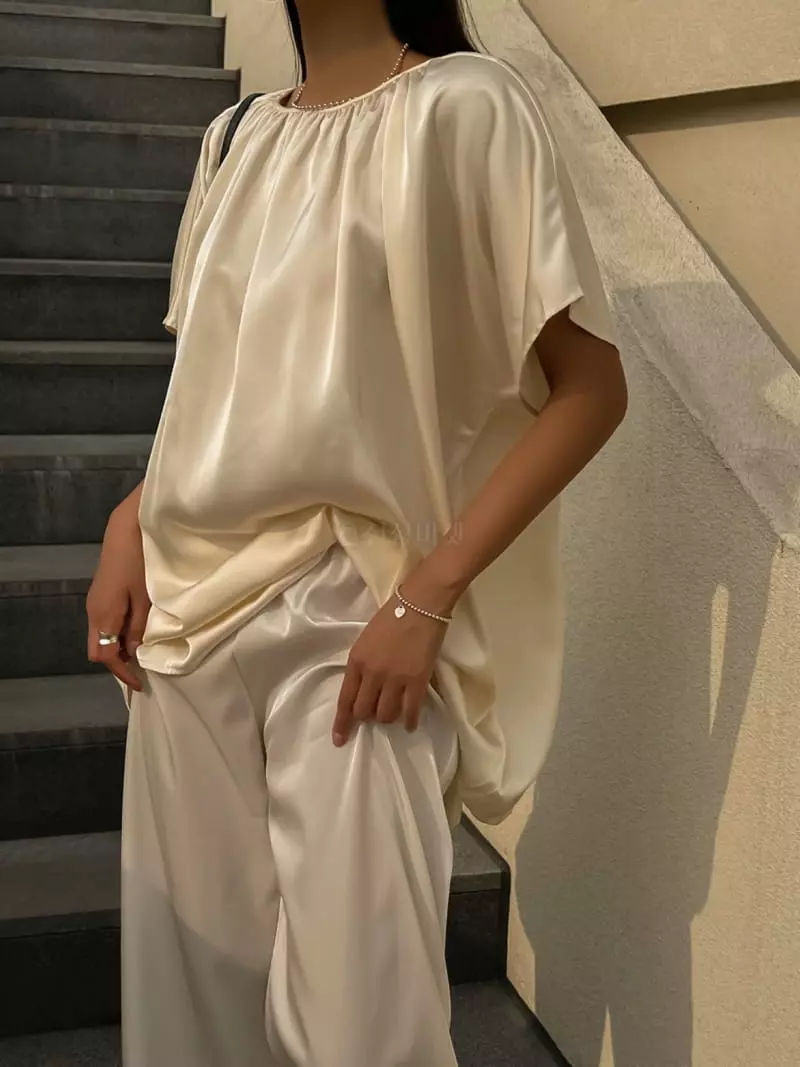Paper Moon - Korean Women Fashion - #womensfashion - Satin Shirring Ribbon Detail One-piece
