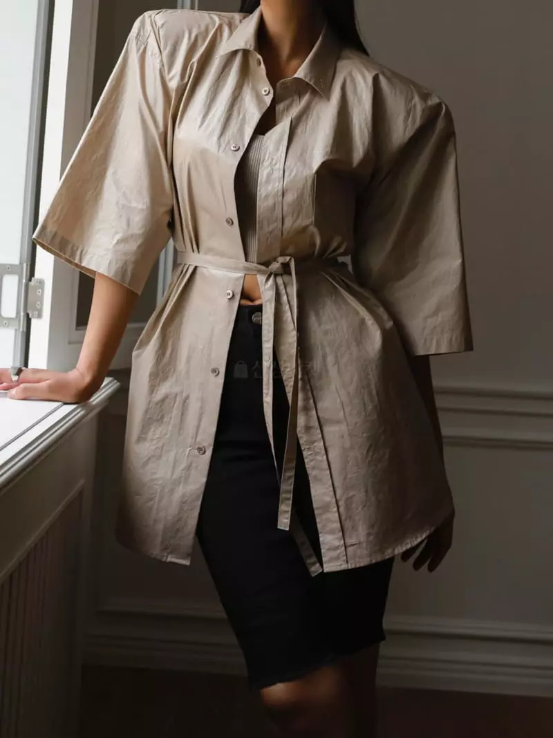 Paper Moon - Korean Women Fashion - #womensfashion - Shiny Oversize Padded Shirt