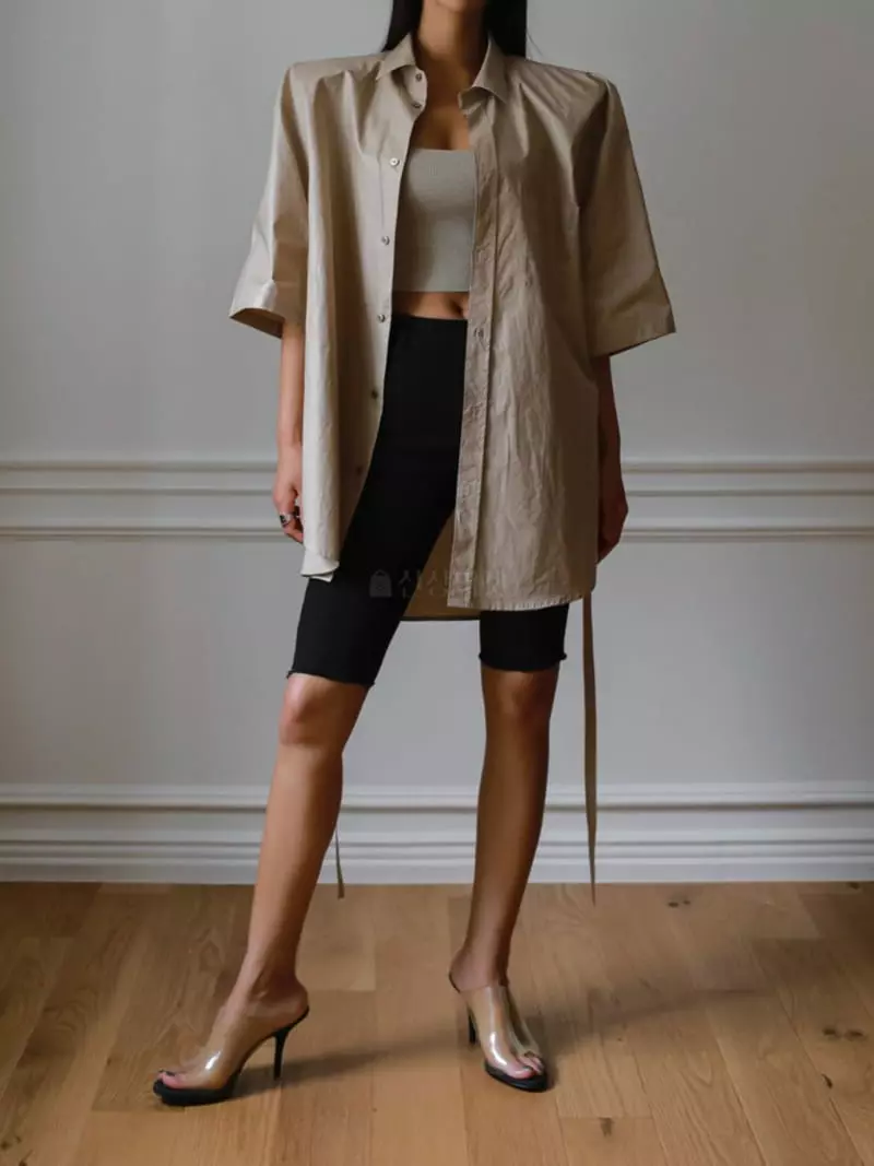 Paper Moon - Korean Women Fashion - #womensfashion - Shiny Oversize Padded Shirt - 3