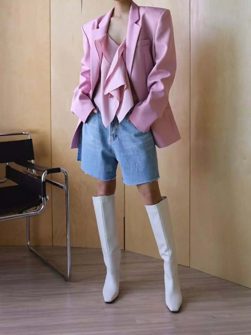 Paper Moon - Korean Women Fashion - #momslook - Square Shoulder Twill Jacket - 4