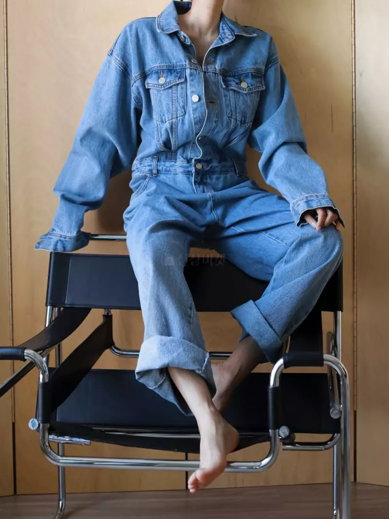 Paper Moon - Korean Women Fashion - #womensfashion - Blue Denim Jumpsuit