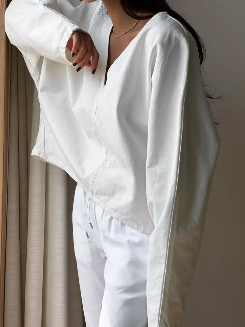 Paper Moon - Korean Women Fashion - #womensfashion - V Neck Cocun Denim Shirt - 7
